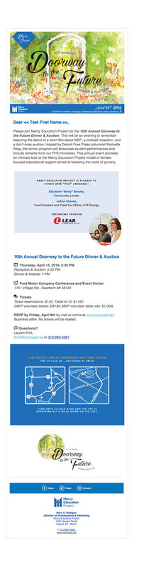 Mercy Education Project Doorway to the Future Email Design